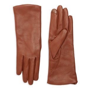 Polished Leather Cashmere Lined Tech Gloves